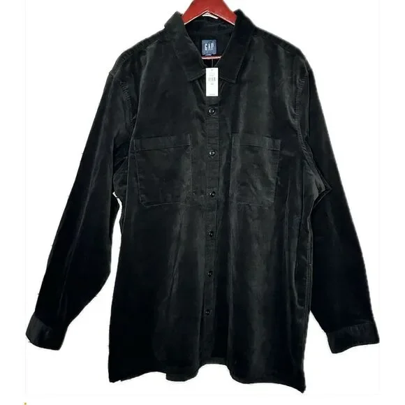 NWT Gap Shirt Jacket / Shacket Black Velour XXL - Picture 3 of 5